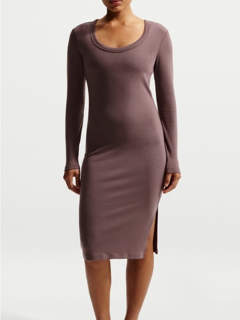 Nike Dusty Rose Long Sleeve Scoop-Neck Midi Dress